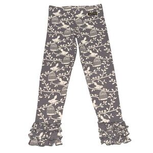 MATILDA JANE Bird Cage Ruffle Leggings Gray Girls Size 4 Very Hard To Find!!
